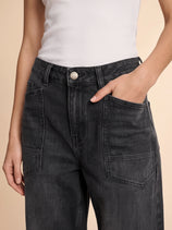Womens Black Cropped Barrel Jeans | CicyBell