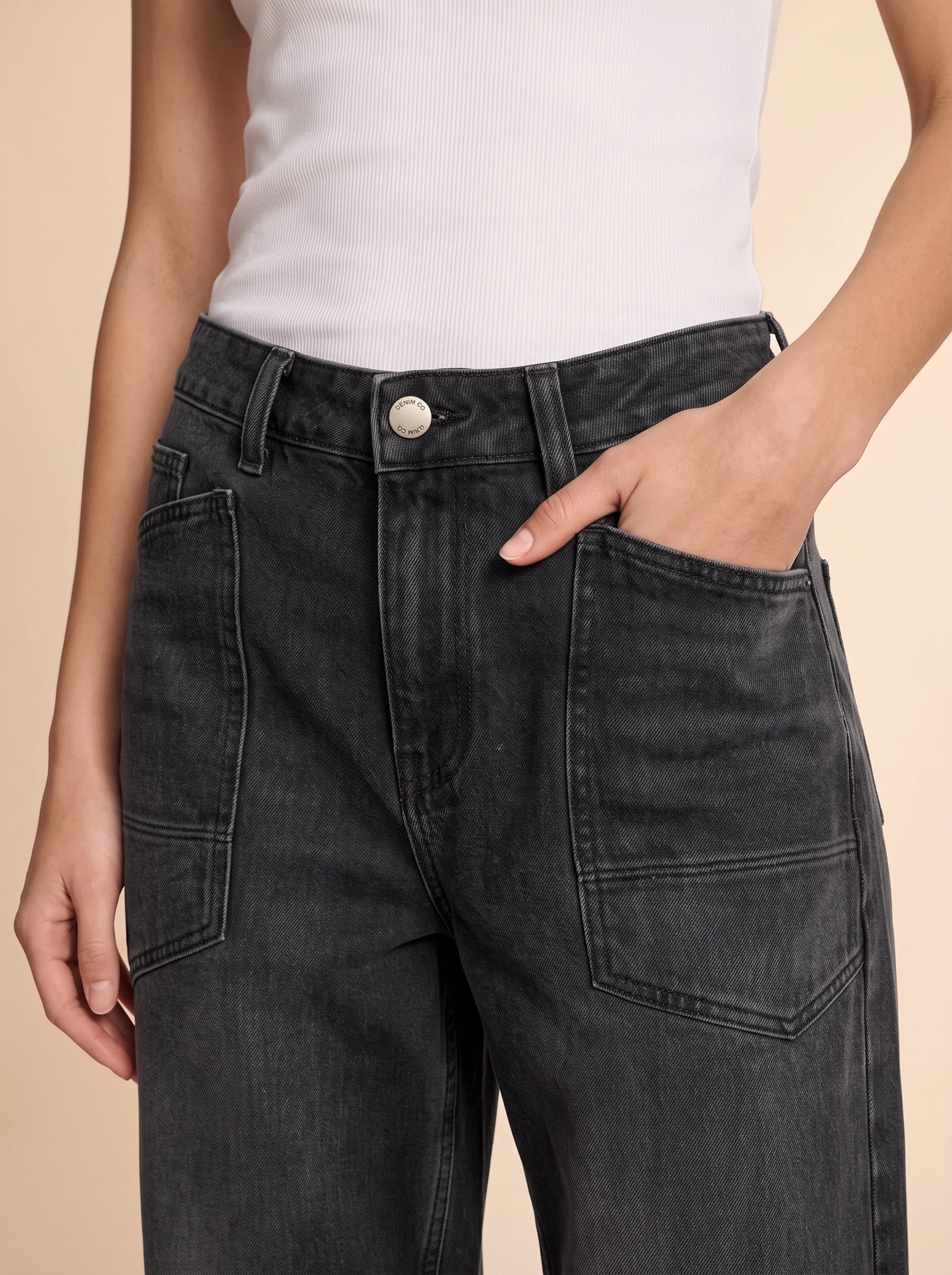 Womens Black Cropped Barrel Jeans | CicyBell