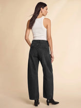 Womens Black Cropped Barrel Jeans | CicyBell