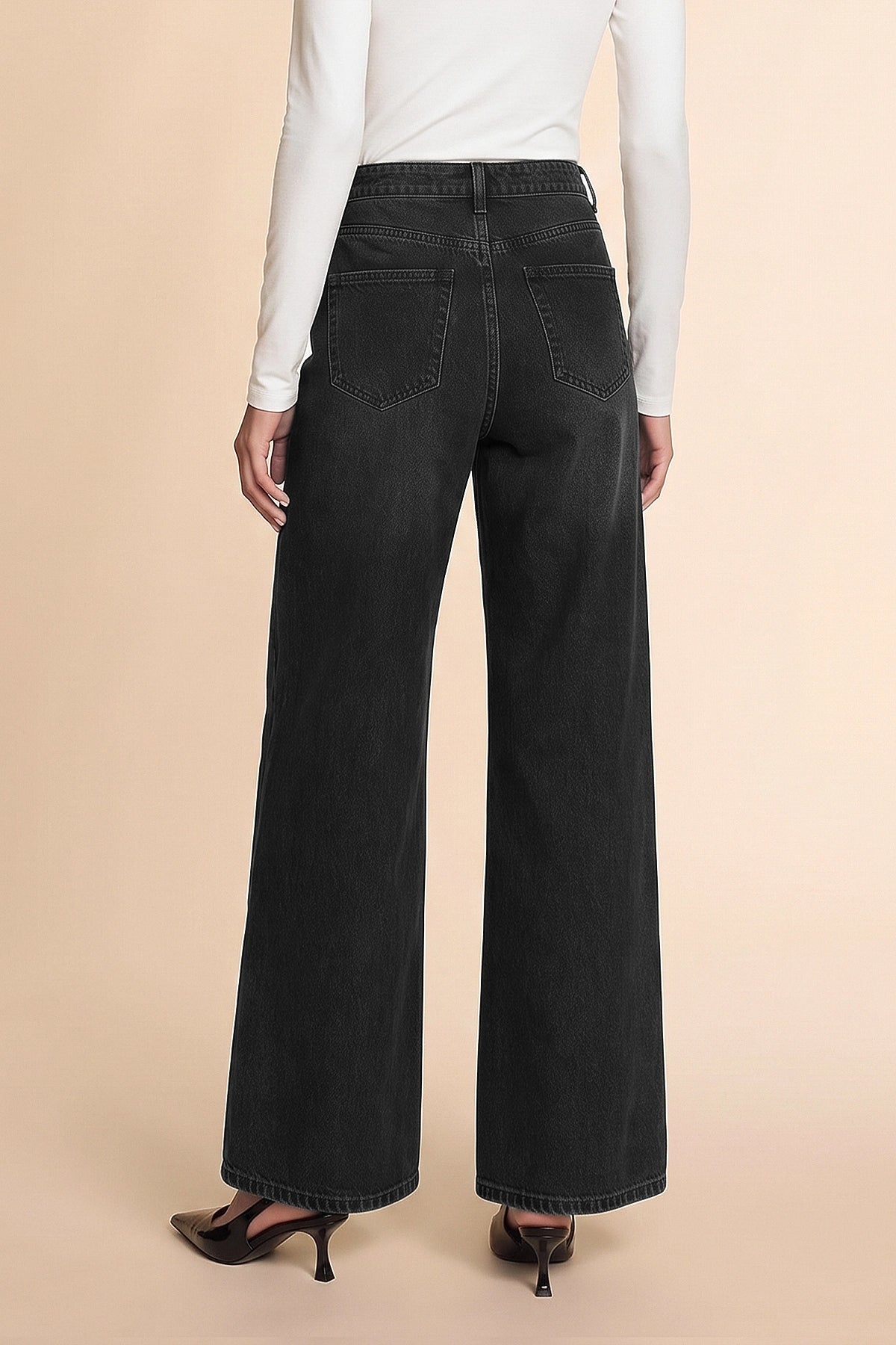 Womens Black Baggy Wide Leg Jeans| CicyBell