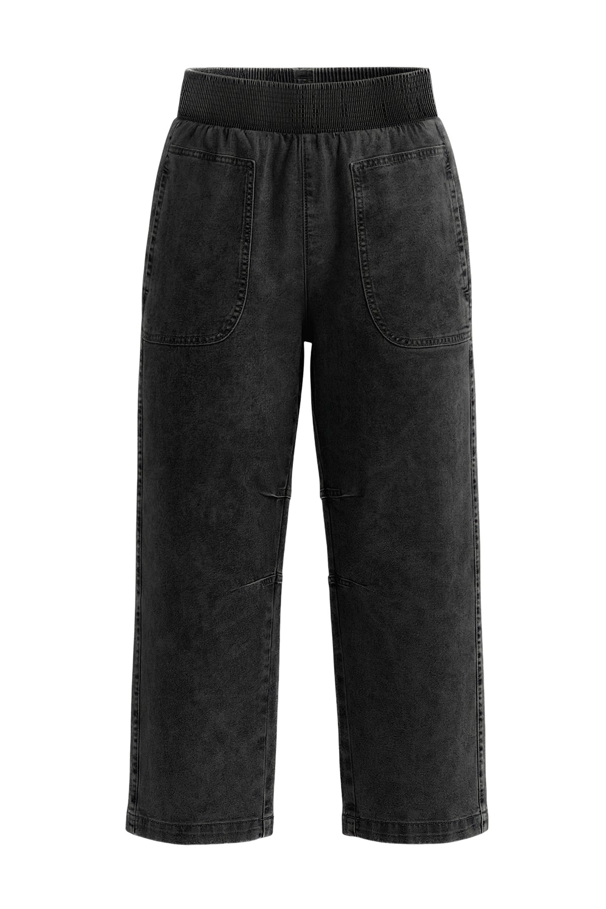 Cicy Bell Womens Black Smocked Barrel Jeans