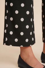 Womens Black Polka Dot Straight Leg Jeans| CicyBell