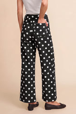 Womens Black Polka Dot Straight Leg Jeans| CicyBell