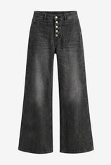 Womens Black Wide Leg High Waisted Jeans | CicyBell