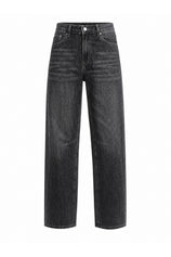 Women Black Casual Barrel Cropped Jeans | CicyBell