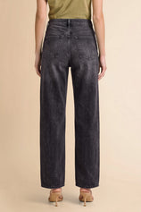 Women Black Casual Barrel Cropped Jeans | CicyBell