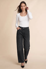 Womens Black High-Waisted Vintage Barrel Jeans | CicyBell