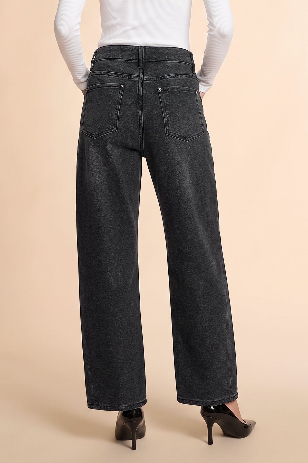 Womens Black High-Waisted Vintage Barrel Jeans | CicyBell
