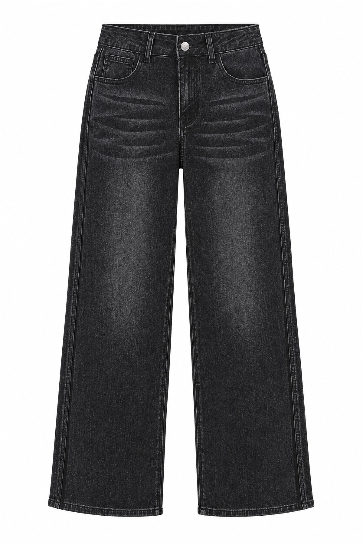 Womens Black Wide Leg Striped High Waisted Jeans | Cicy Bell