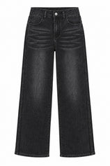 Womens Black Wide Leg Striped High Waisted Jeans | Cicy Bell
