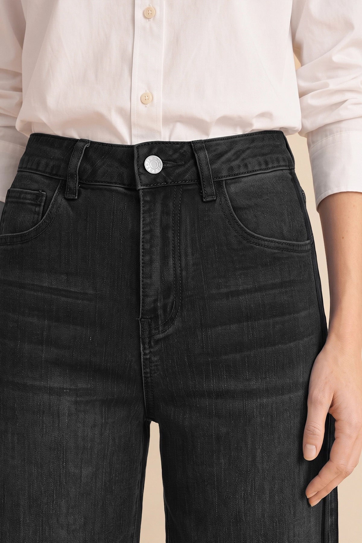 Womens Black Wide Leg Striped High Waisted Jeans | Cicy Bell