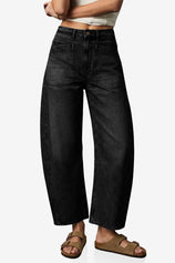 Womens Black Baggy Barrel Jeans | CicyBell