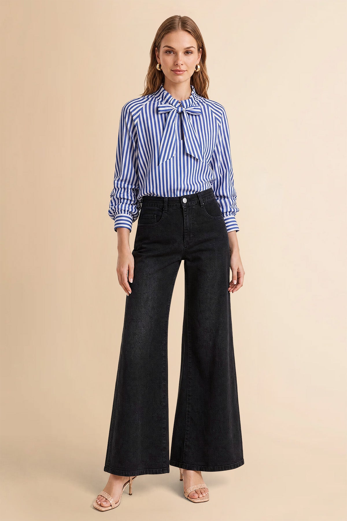 Womens Black High Waisted Flared Jeans| CicyBell