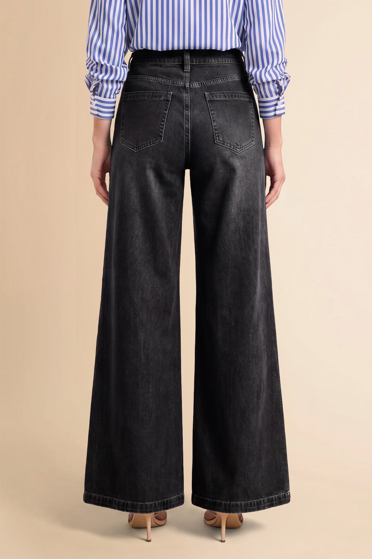 Womens Black High Waisted Flared Jeans| CicyBell