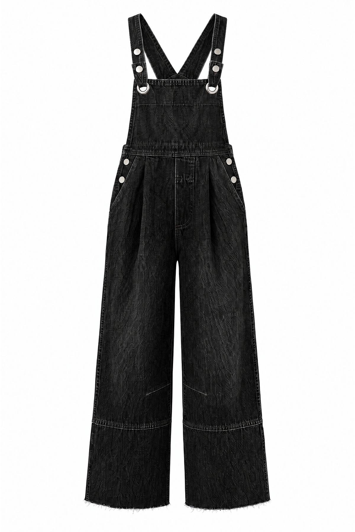 Womens Black Wide Leg Denim Overalls | CicyBell
