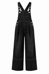 Womens Black Wide Leg Denim Overalls | CicyBell