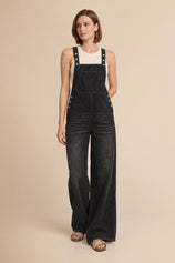 Womens Black Bib Denim Overalls | CicyBell