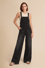 Womens Black Bib Denim Overalls | CicyBell