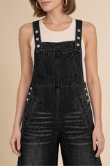 Womens Black Bib Denim Overalls | CicyBell