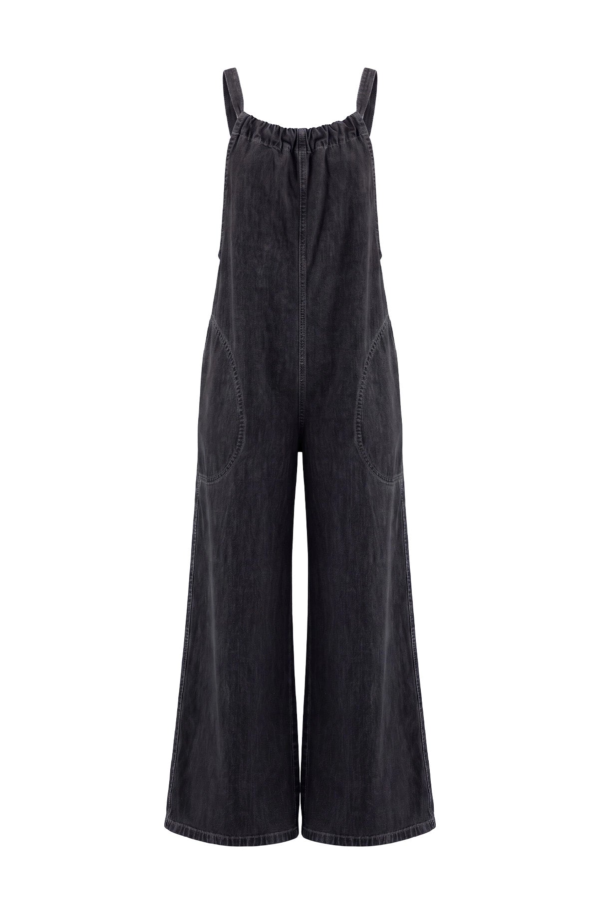 Womens Black Wide Leg Denim Overall | CicyBell