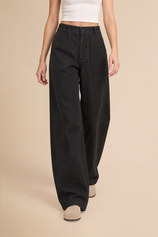 Womens Black High Waisted Barrel Pants | CicyBell