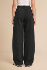 Womens Black High Waisted Barrel Pants | CicyBell