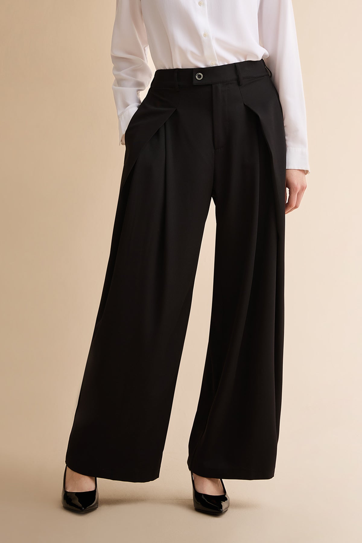 Womens Black Wide Leg Dressy Pants | CicyBell