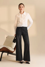 Womens Black Stretch Wide Leg Pull-On Jeans | CicyBell