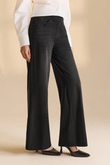 Womens Black Stretch Wide Leg Pull-On Jeans | CicyBell