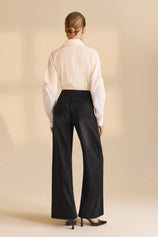 Womens Black Stretch Wide Leg Pull-On Jeans | CicyBell