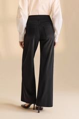 Womens Black Stretch Wide Leg Pull-On Jeans | CicyBell