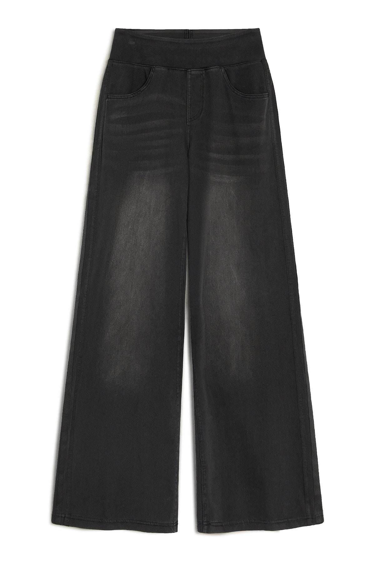 Womens Black Stretch Wide Leg Pull-On Jeans | CicyBell