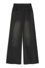 Womens Black Stretch Wide Leg Pull-On Jeans | CicyBell