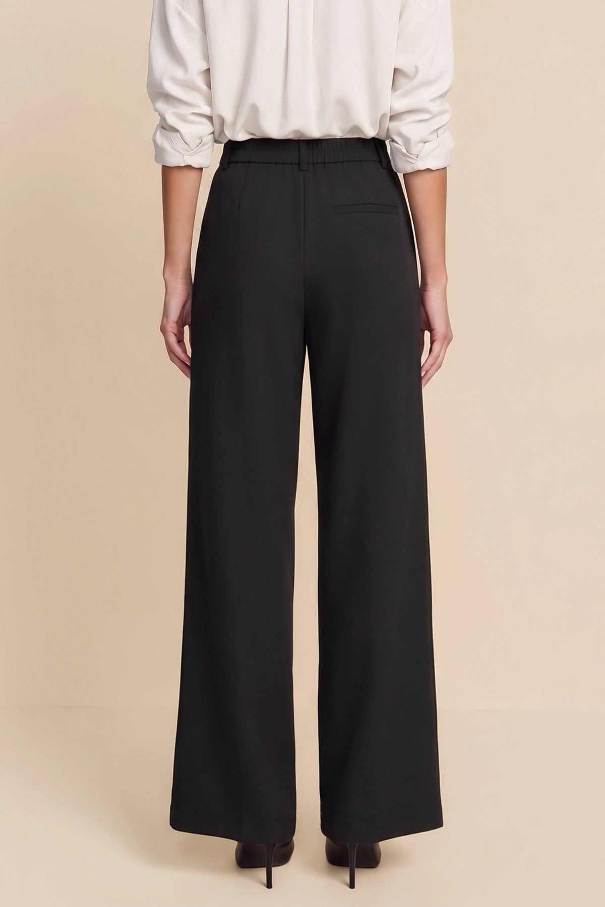 Womens Black Business Wide Leg Dress Pants | CicyBell