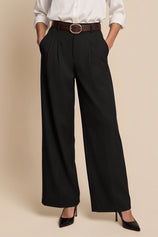 Womens Black Business Wide Leg Dress Pants | CicyBell