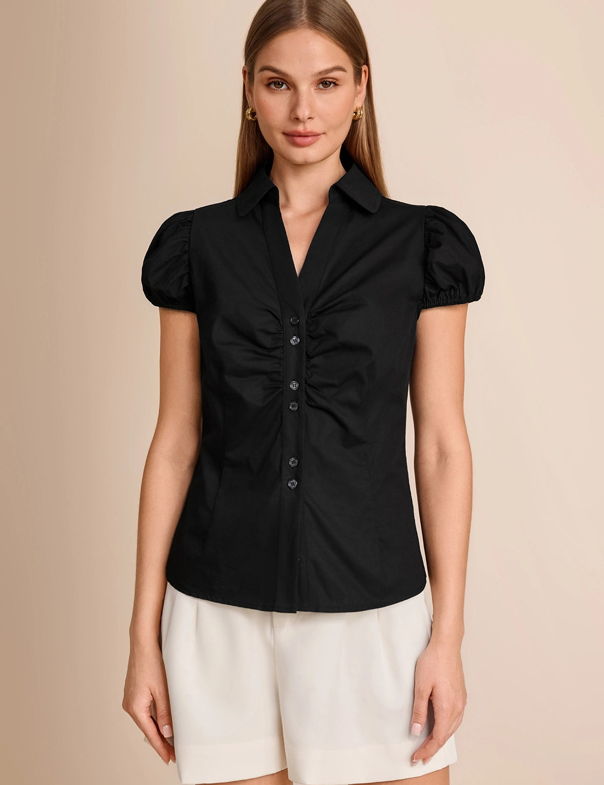 CicyBell-Women-Black-PuffSleeveButtonDownShirts-J7K248_1.webp