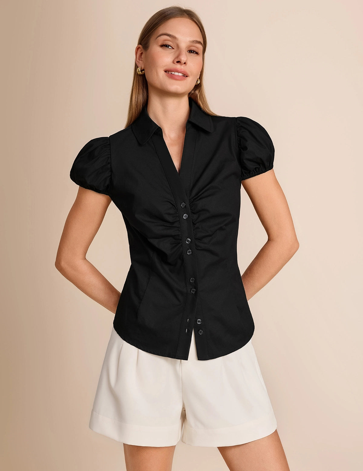CicyBell-Women-Black-PuffSleeveButtonDownShirts-J7K248_2.webp