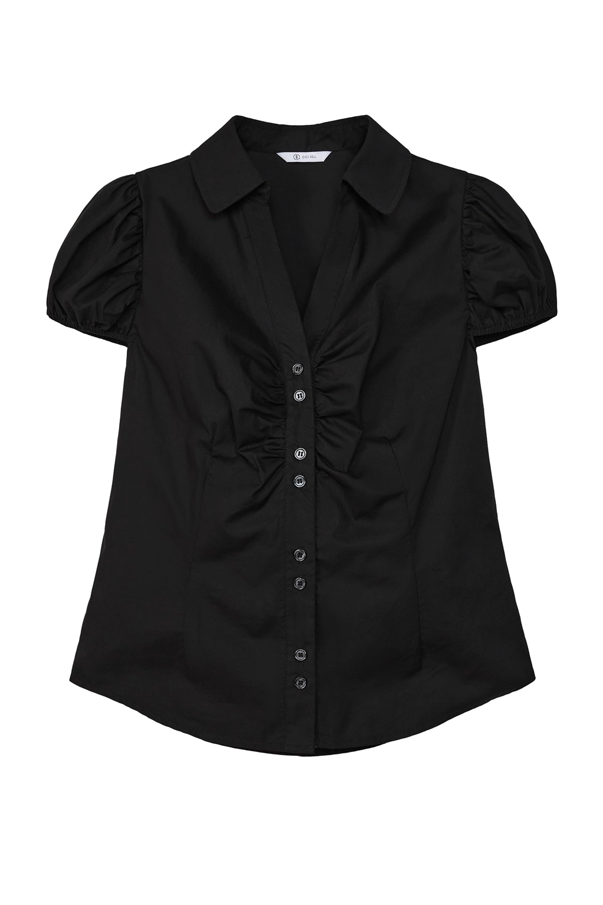 Womens Black Puff Sleeve Button Down Shirts | CicyBell