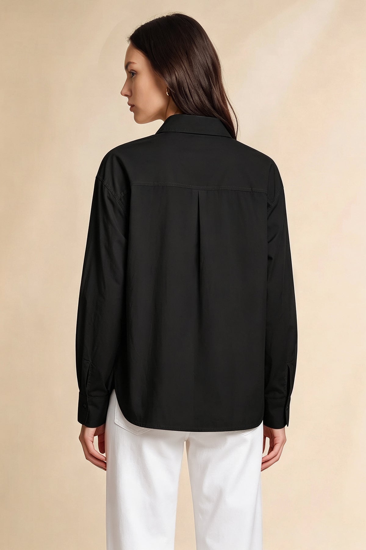 Womens Black Long Sleeve Button Down Shirt | CicyBell