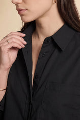 Womens Black Long Sleeve Button Down Shirt | CicyBell
