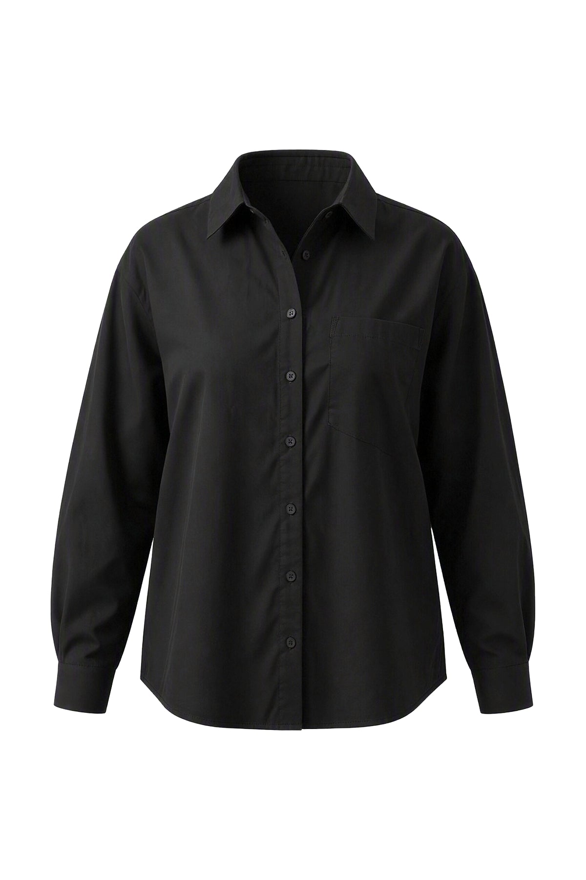 Womens Black Long Sleeve Button Down Shirt | CicyBell