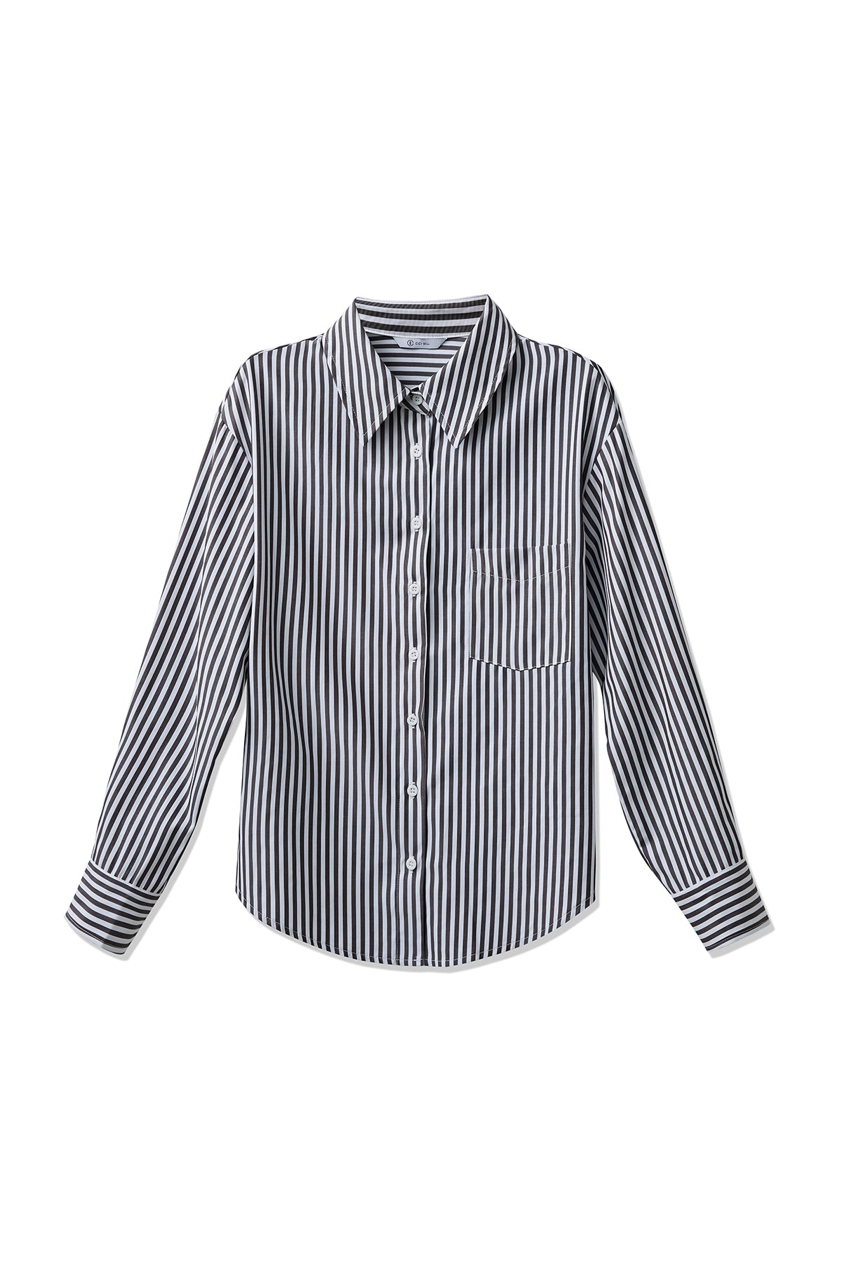 Womens Black Striped Button Down Shirt | CicyBell