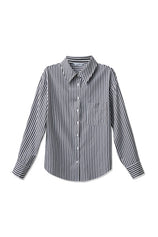 Womens Black Striped Button Down Shirt | CicyBell