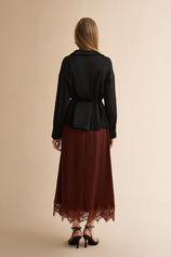Womens Black Satin Button Down Shirts | CicyBell