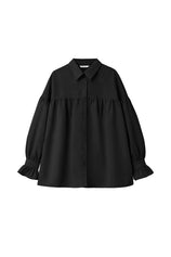 Cicy Bell Womens Black Oversized Button Down Shirts