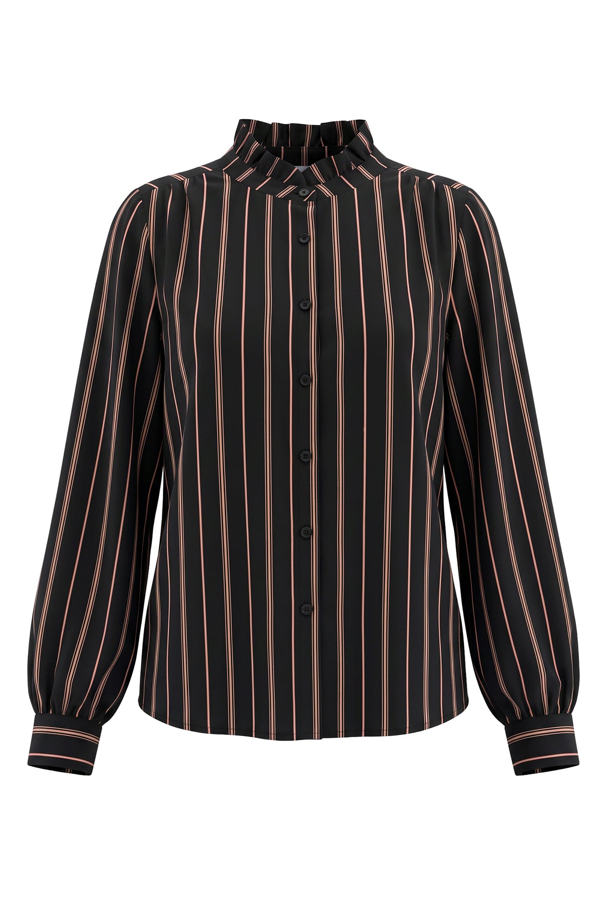 Womens Black Striped Button Down Shirts | CicyBell