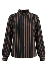 Womens Black Striped Button Down Shirts | CicyBell