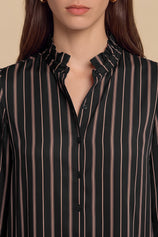 Womens Black Striped Button Down Shirts | CicyBell