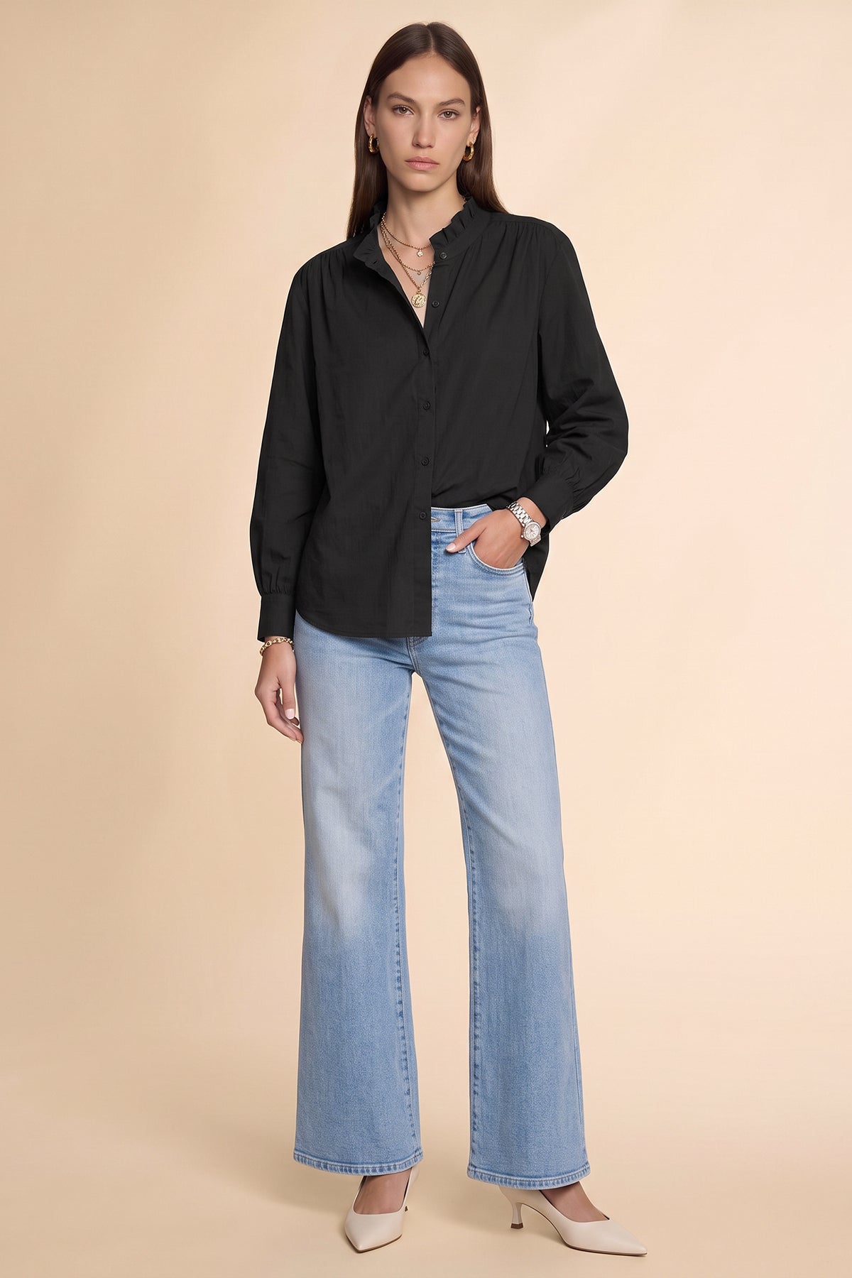 Womens Black  Oversized Button Down Shirts| CicyBell