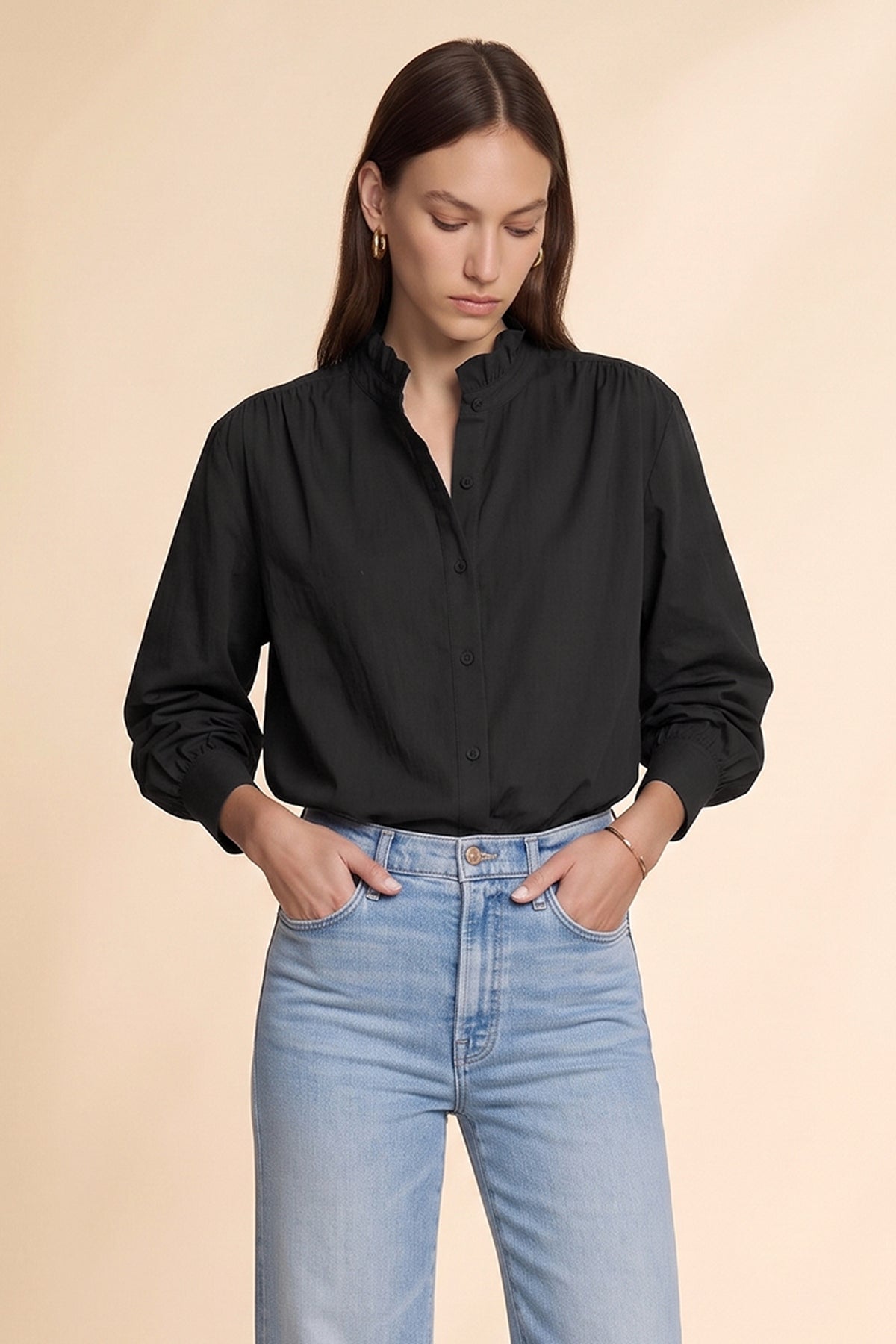 Womens Black  Oversized Button Down Shirts| CicyBell